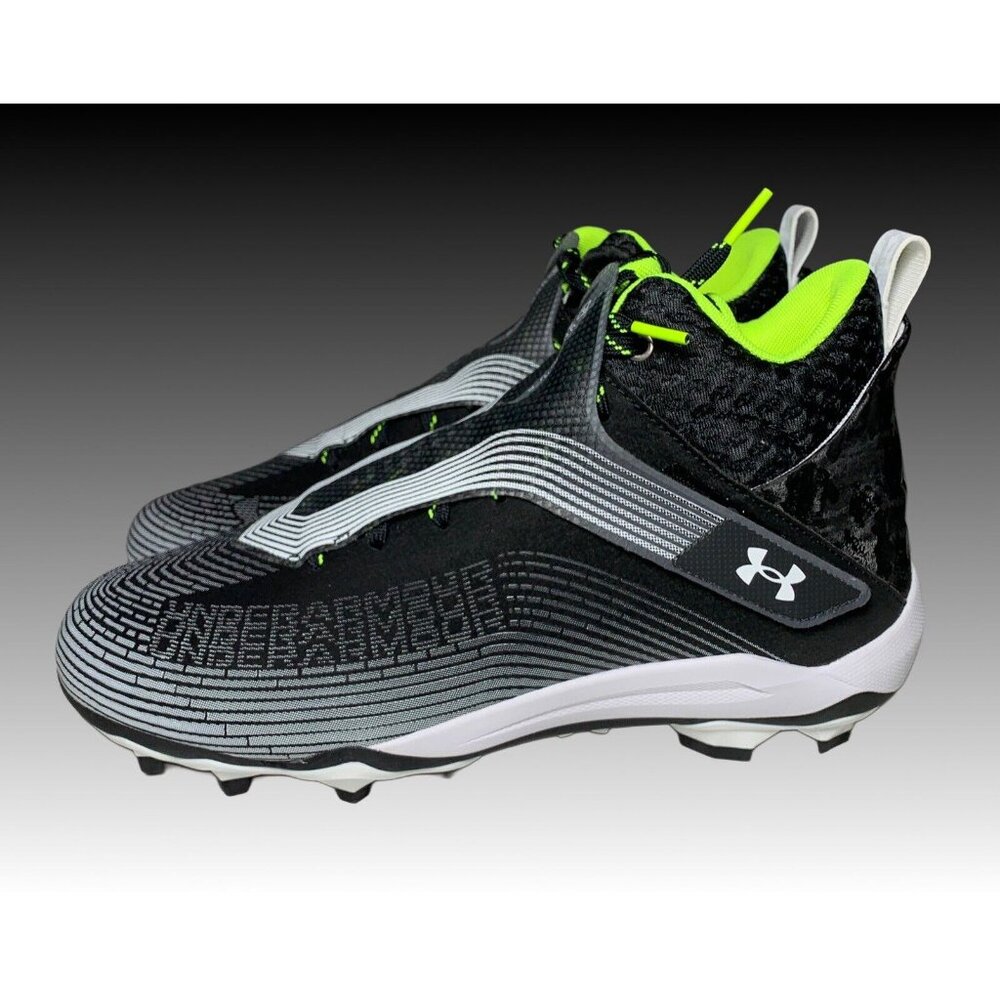 Under Armour Men's Highlight Hammer MC Football Cleat Black/White Size 12 - Picture 3 of 9